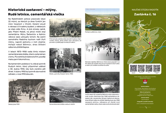 Naučná stezka Radotín - Zastávka č. 15: Historické zastavení - mlýny, Rudé letnice, cementářská vlečka