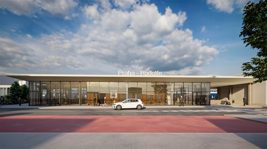 Výpravní budova v areálu železniční stanice Praha - Radotín Výpravní budova v areálu železniční stanice Praha - Radotín