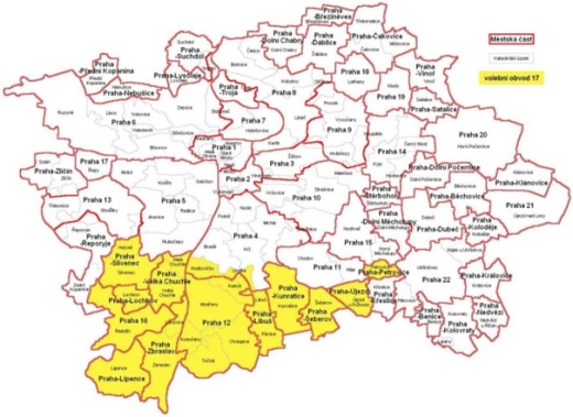 Mapa volebního obvodu č.17 Mapa volebního obvodu č.17