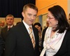 Předsedkyni poslanecké sněmovny Miroslavu Němcovou uvítal radotínský starosta Mgr. Karel Hanzlík