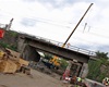 Modernizace trati; práce na železničním mostě u Horymírova náměstí v Radotíně, 21.7.2020