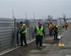 Zkušební stavění mobilního hrazení protipovodňové ochrany 17.3.2010