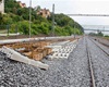 Postup stavebních prací na tunýlku v Prvomájové ulici a kresby na zdi kolem trati, 6.8.2021