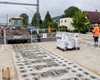 Postup stavebních prací na tunýlku v Prvomájové ulici a kresby na zdi kolem trati, 6.8.2021
