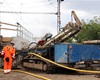 Modernizace trati; práce na železničním mostě u Horymírova náměstí v Radotíně, 21.7.2020