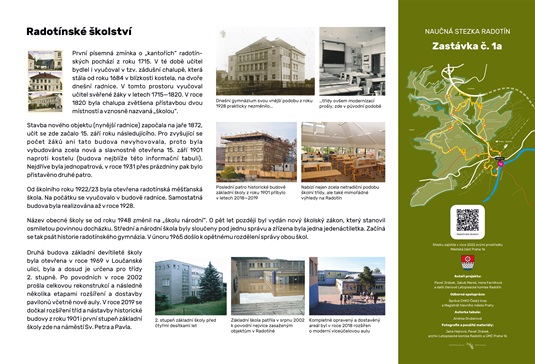 Naučná stezka Radotín. Zastávka č. 1a: Radotínské školství
