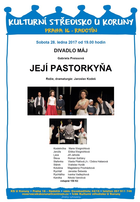 Pozvánka na divadelní představení Její pastorkyňa