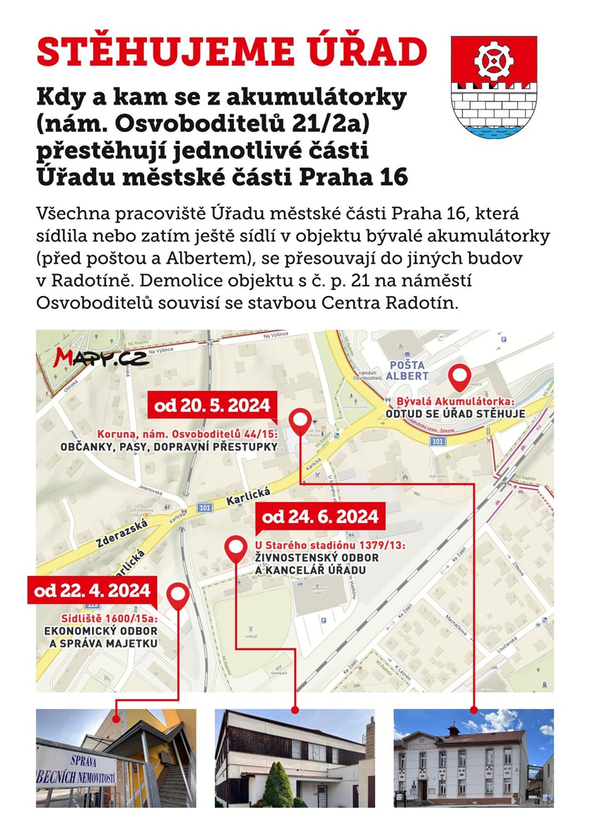 Stěhování úřadu, informace o termínech, 22.4.2024